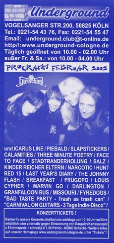 Narcotic im K&ouml;lner Underground am 15.02.2002 (Flyer)